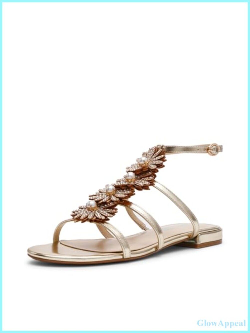 Rhinestone Gladiator Ankle Strap Flat Sandals Open Toe Buckle